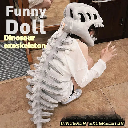 🦖 Funny Wearable Dinosaur Skeleton Plush | 3D T-Rex Fossil Hat & Tail Cozy Costume