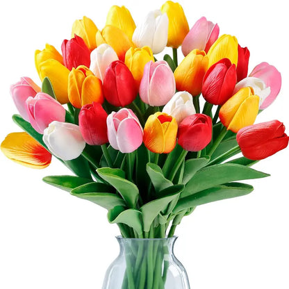 18-Stem Artificial Tulip Bouquet | Vibrant Faux Flowers for Home & Porch
