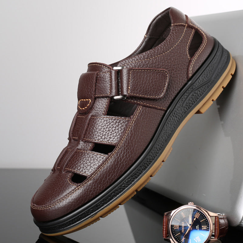 🎁50% OFF🎁Men’s Closed Toe Shock Leather Sandals – Comfort Meets Craftsmanship