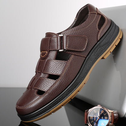 🎁50% OFF🎁Men’s Closed Toe Shock Leather Sandals – Comfort Meets Craftsmanship