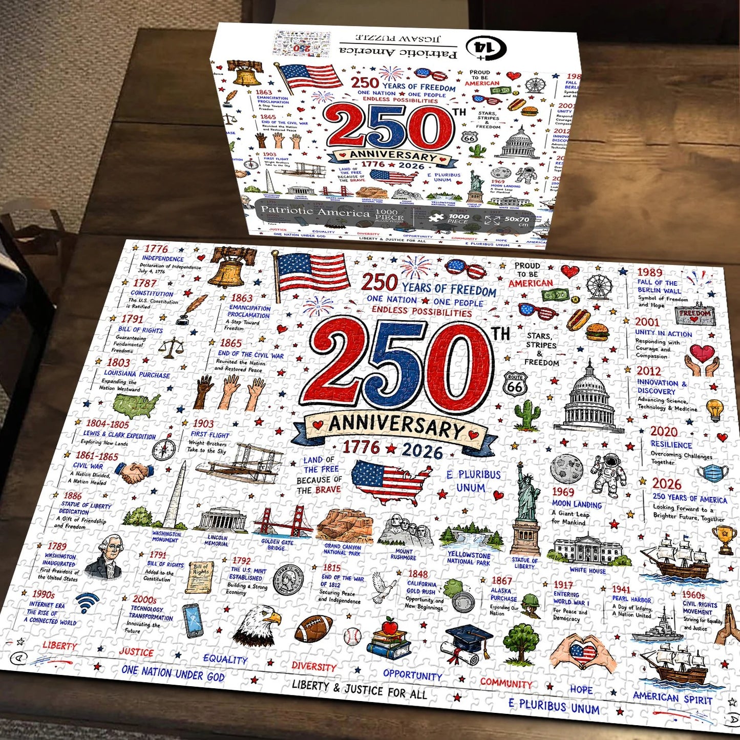 🧩 Patriotic America Jigsaw Puzzle 1000 Pieces 🎁 Free Shipping