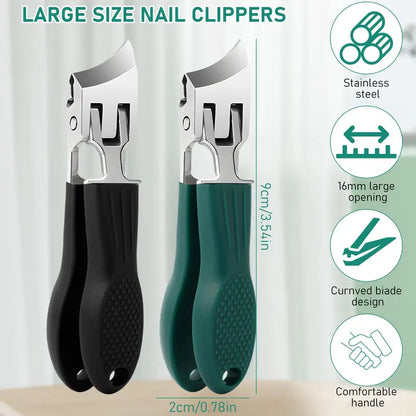 Wide Jaw Opening Nail Clippers for Thick Nails | Heavy Duty Podiatrist Tool Set