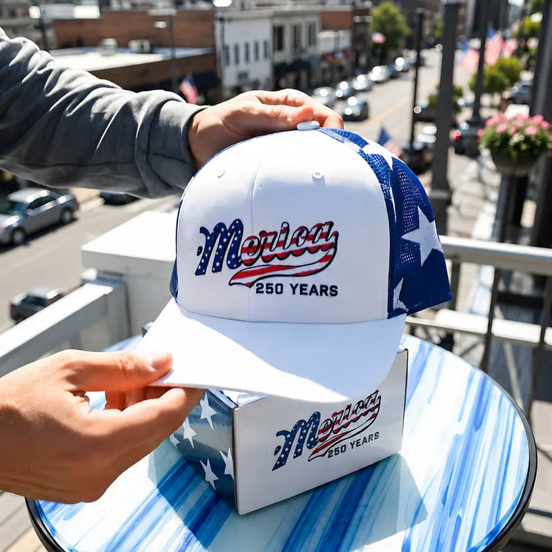 US ’Merica 250 Years Embroidered Mesh Back Trucker Hat