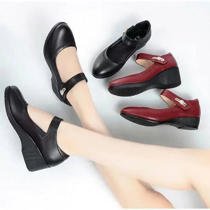 ⚡Hot Sales 50% OFF🔥Ladies' elegant mid-heeled leather shoes
