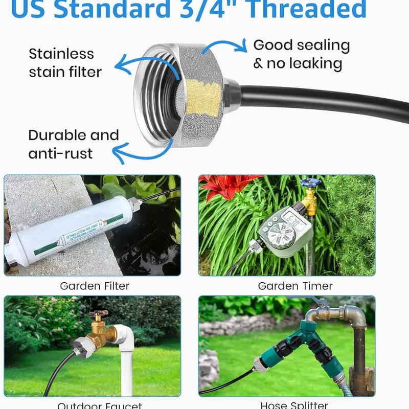 75FT (23M) Pre-Assembled Misting Cooling System - Professional Brass Nozzles for Patio, Trampoline, Garden & Greenhouse