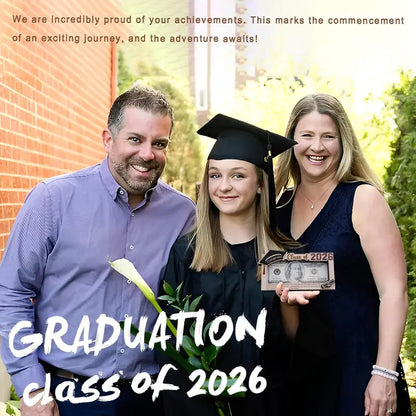Class of 2026 Graduation Money Holder – Unique Wooden Cash Display & Gift Box