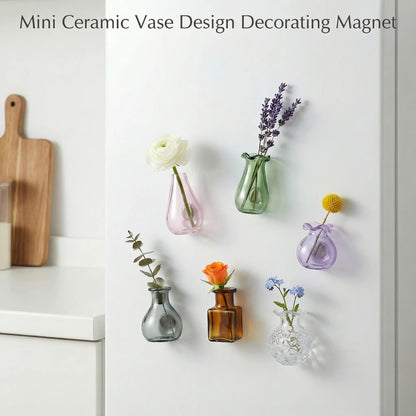 Mini Glass Vase Fridge Magnets Set – Magnetic Bud Vases for Real Flowers & Home Decor