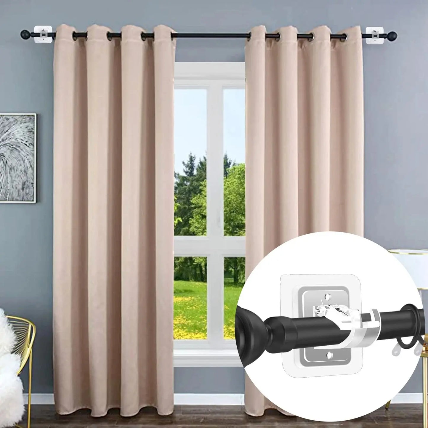 A set of 20PCS Curtain Rod Brackets with Clips,Transparent Drapery Hooks,Rod Hanging,Adjustable Rods Holder,Multipurposefor Curtain Rod Hooks for Livingroom Bathroom Kitchen Bedroom Toilet Apartment