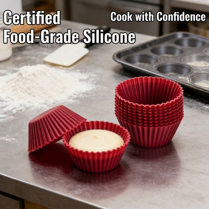 Multi-Purpose Silicone Egg Poachers & Baking Muffin Liners (Classic Red)