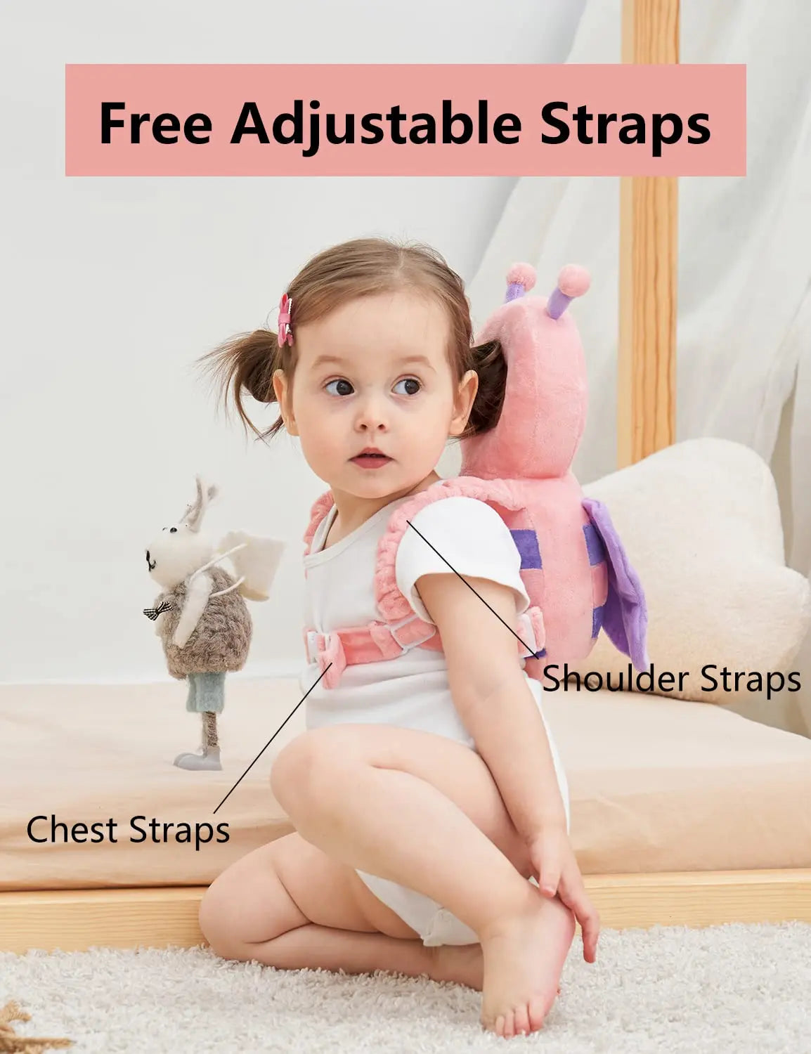 🛡️ Adorable Baby Head Protector Backpack | Anti-Fall Safety Cushion for Walking & Crawling
