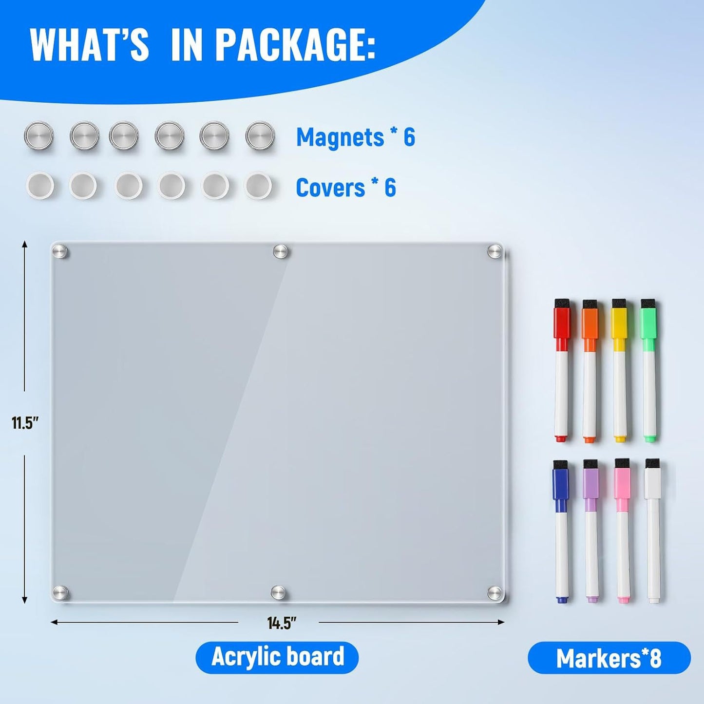 🗓️ Easy-to-Read Magnetic Acrylic Fridge Board | 14.5"x11.5" Clear Dry Erase Monthly Calendar, Weekly Planner, and Memo Board for Home Organization