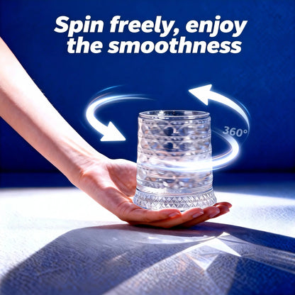Luxury 360° Spinning Whiskey Glass | Star-Cut Heavy Tumbler for Tasting & Stress Relief