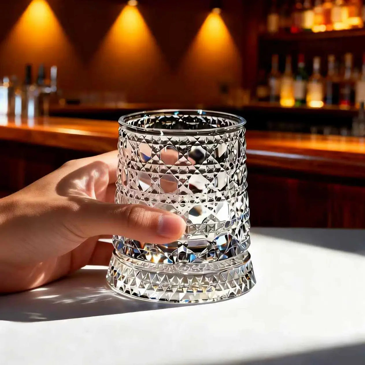 Luxury 360° Spinning Whiskey Glass | Star-Cut Heavy Tumbler for Tasting & Stress Relief