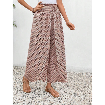 Lightweight Flowing Casual Wear Leg Trousers with Elastic Waist