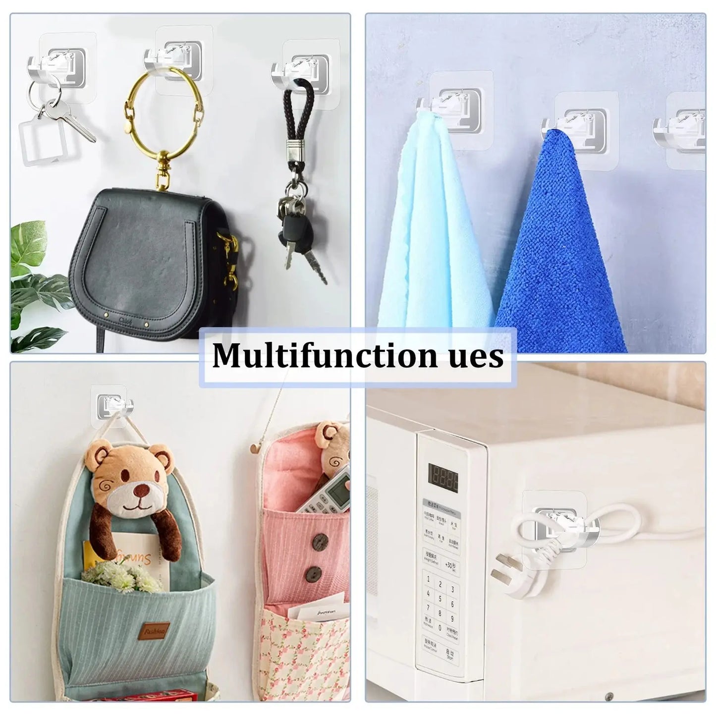 A set of 20PCS Curtain Rod Brackets with Clips,Transparent Drapery Hooks,Rod Hanging,Adjustable Rods Holder,Multipurposefor Curtain Rod Hooks for Livingroom Bathroom Kitchen Bedroom Toilet Apartment