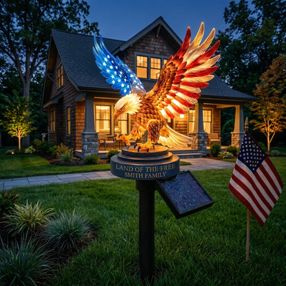 Personalized Solar Eagle Garden Light - A Glowing Tribute to American Freedom