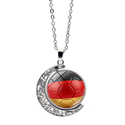 ⚽ 2026 World Cup Soccer Flag Necklace | 360° Spinning Moon Pendant Jewelry for Women