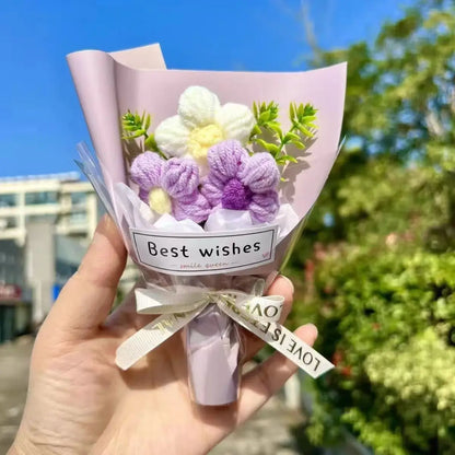 ✨ Handmade Crochet Mini Flower Bouquet | Eternal Floral Gift & Emotional Support Decor
