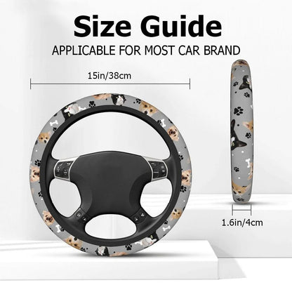 Personalized Multicolor 1-3 Pet Portrait Anti-Slip Car Steering Wheel Cover with Paw Bone Design Car Accessories Birthday Gift for Car Owner