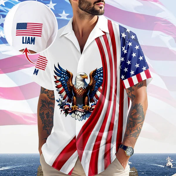 Custom Name American Pride Patriotic 250th Anniversary Eagle Hawaii Shirt