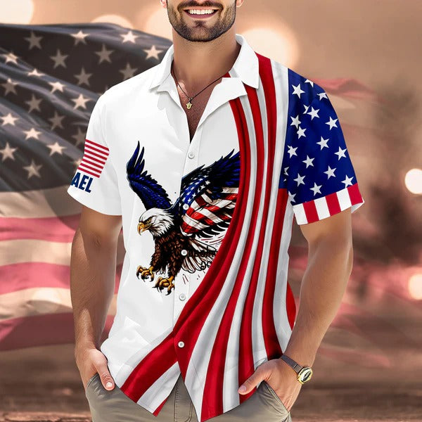 Custom Name American Pride Patriotic 250th Anniversary Eagle Hawaii Shirt