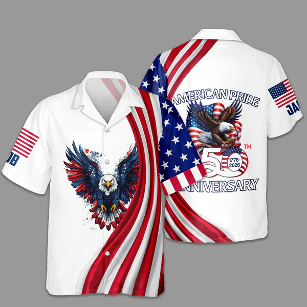 Custom Name American Pride Patriotic 250th Anniversary Eagle Hawaii Shirt