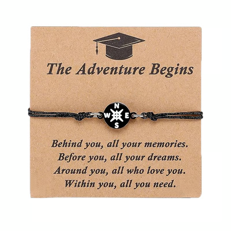 Graduation Compass Bracelet for Class of 2026 – Inspirational Gift for Her Him, High School College 8th Grade Graduate, Stainless Steel with Heartfelt Card & Graduation Cap Box
