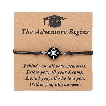 Graduation Compass Bracelet for Class of 2026 – Inspirational Gift for Her Him, High School College 8th Grade Graduate, Stainless Steel with Heartfelt Card & Graduation Cap Box