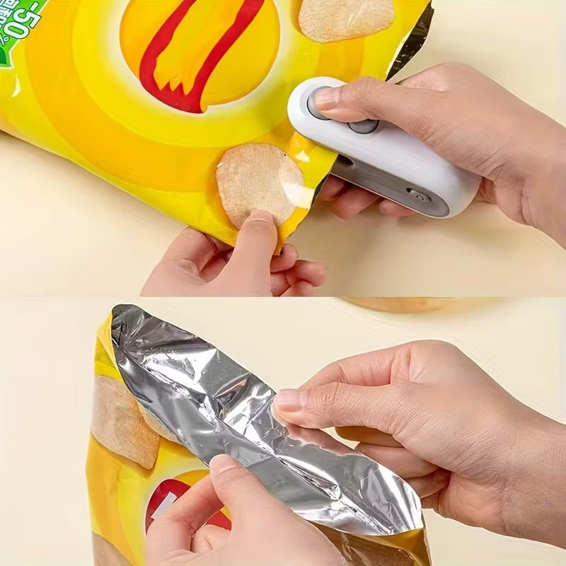 ✨ 2-in-1 Rechargeable Mini Bag Sealer & Cutter | Magnetic Handheld Heat Sealer for Food Storage