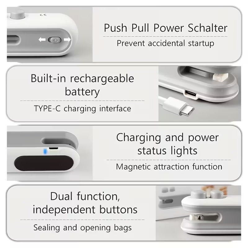✨ 2-in-1 Rechargeable Mini Bag Sealer & Cutter | Magnetic Handheld Heat Sealer for Food Storage