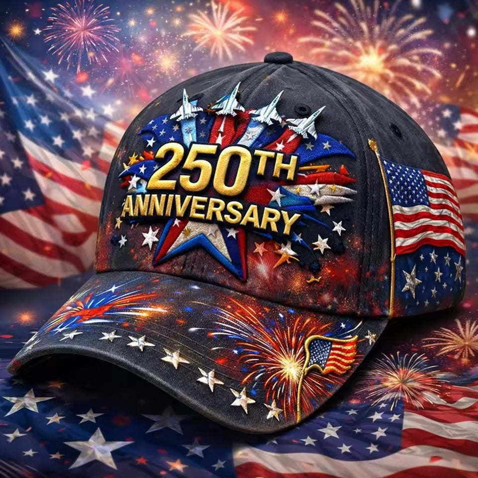 USA 250th Anniversary Baseball Cap — 3D Digital Print, Sun-Shading & UV Protection