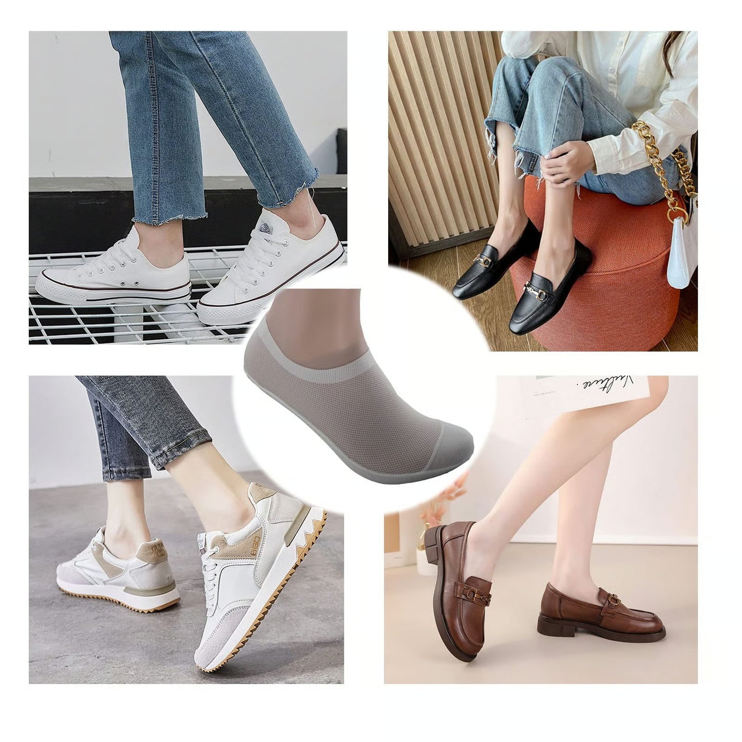 🔥 3-Pair Invisible Grip Socks Pack 🧦 – Breathable Low-Cut Anti-Slip Sweat-Absorbing Design