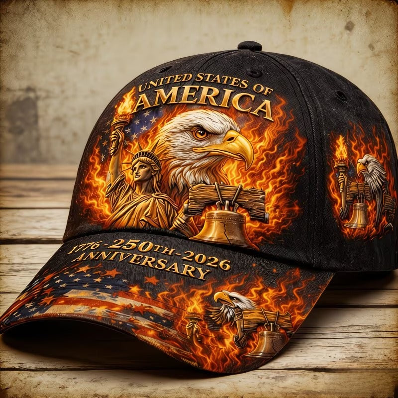 USA 250th Anniversary Baseball Cap — 3D Digital Print, Sun-Shading & UV Protection