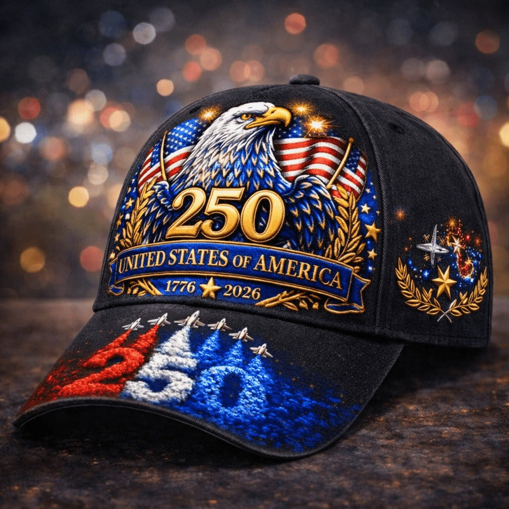 USA 250th Anniversary Baseball Cap — 3D Digital Print, Sun-Shading & UV Protection
