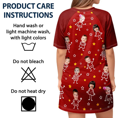 Custom Photo This Grandma Mom Belongs To Kids Pet - Personalized Women's Sleep Tee