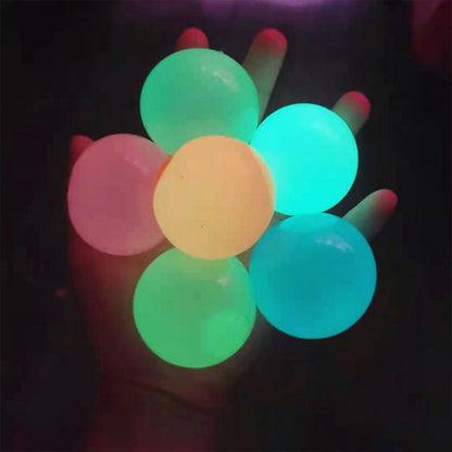 Glow-in-the-Dark Sticky Stress Balls - Luminous Ceiling Balls for Kids & Adults