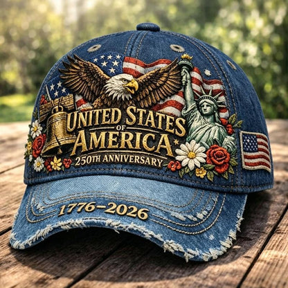 USA 250th Anniversary Baseball Cap — 3D Digital Print, Sun-Shading & UV Protection