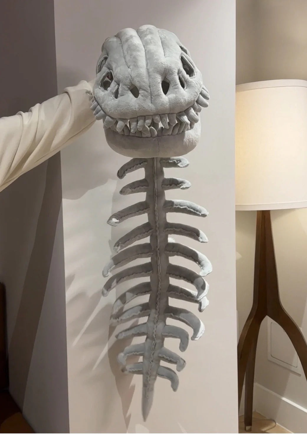 🦖 Funny Wearable Dinosaur Skeleton Plush | 3D T-Rex Fossil Hat & Tail Cozy Costume